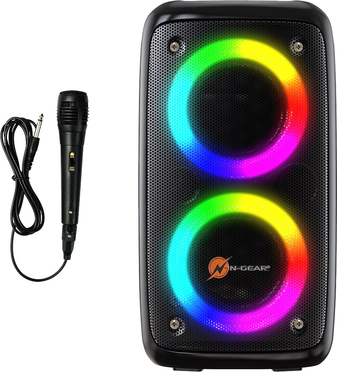 N-gear lgp 23m - altoparlante party wireless bluetooth - set karaoke - 1 microfono - illuminazione discoteca