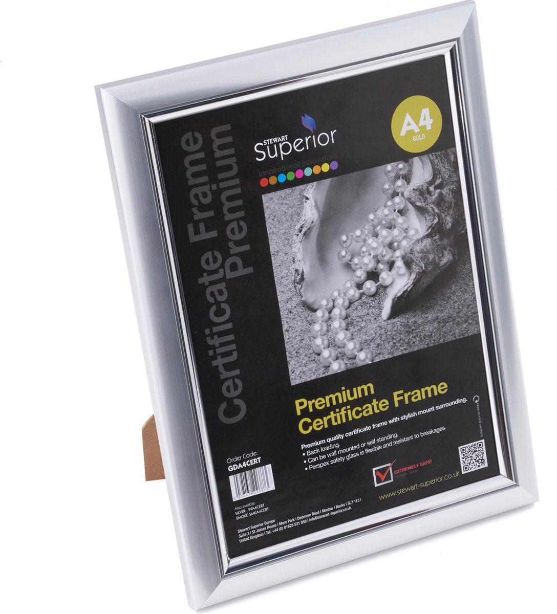 Cornice per foto Seco - a4 - 21 x 29,7 cm - argento - cornice 30 mm - se-sva4cert