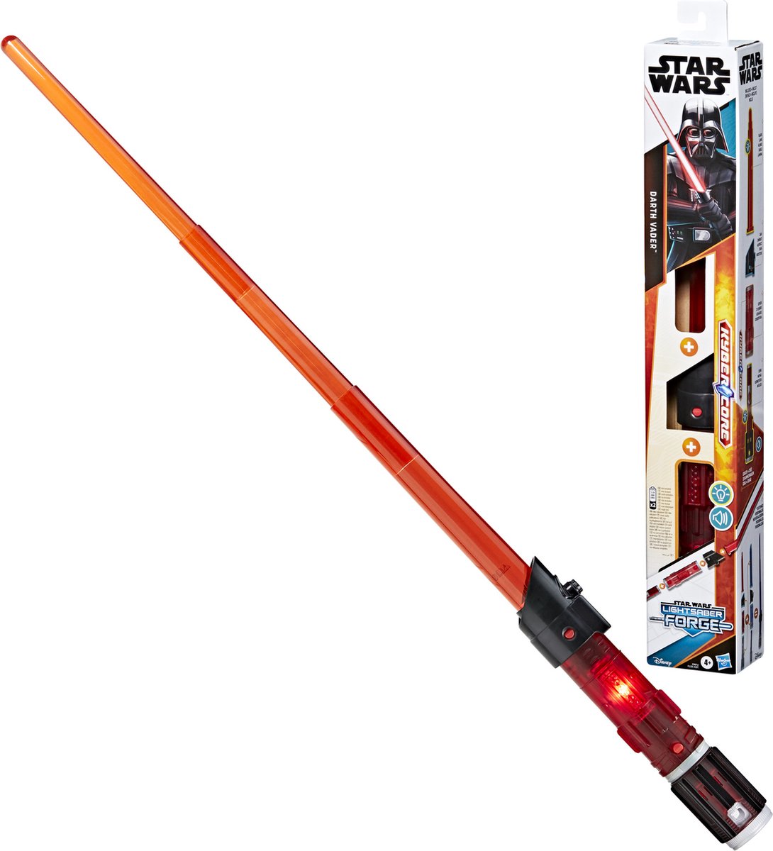 Hasbro star wars sable de luz forja kyber core darth vader, sable de luz electrónico personalizable rojo