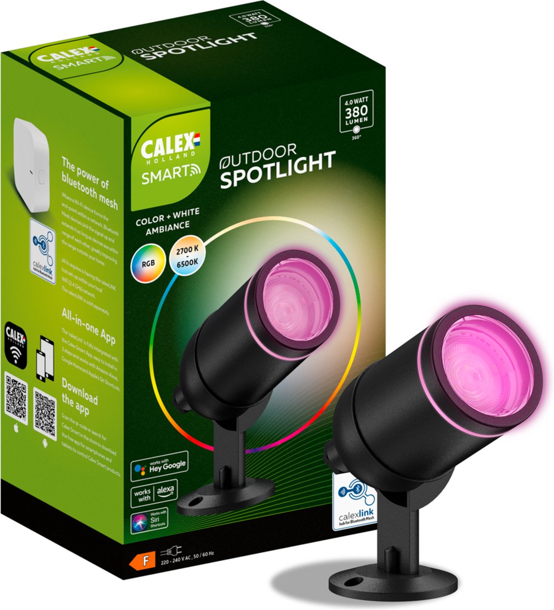 Lampada da esterno LED Calex smart outdoor - faretto da terra intelligente - RGB e luce bianca calda - 4W - nera