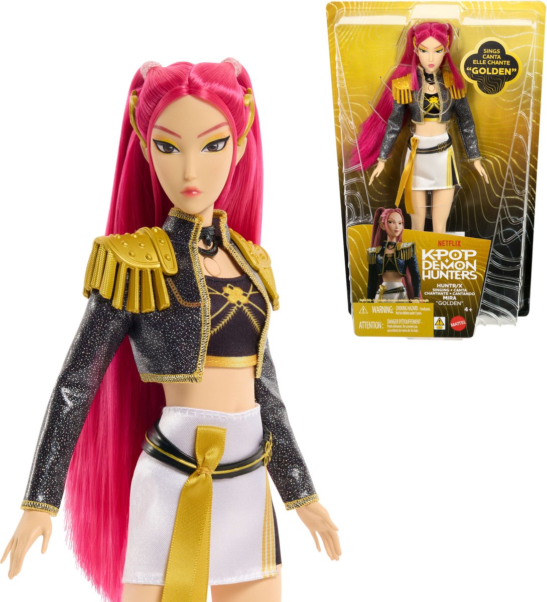 Mattel kpop demonhunters huntr x mira bambola cantante "d'oro" in costume