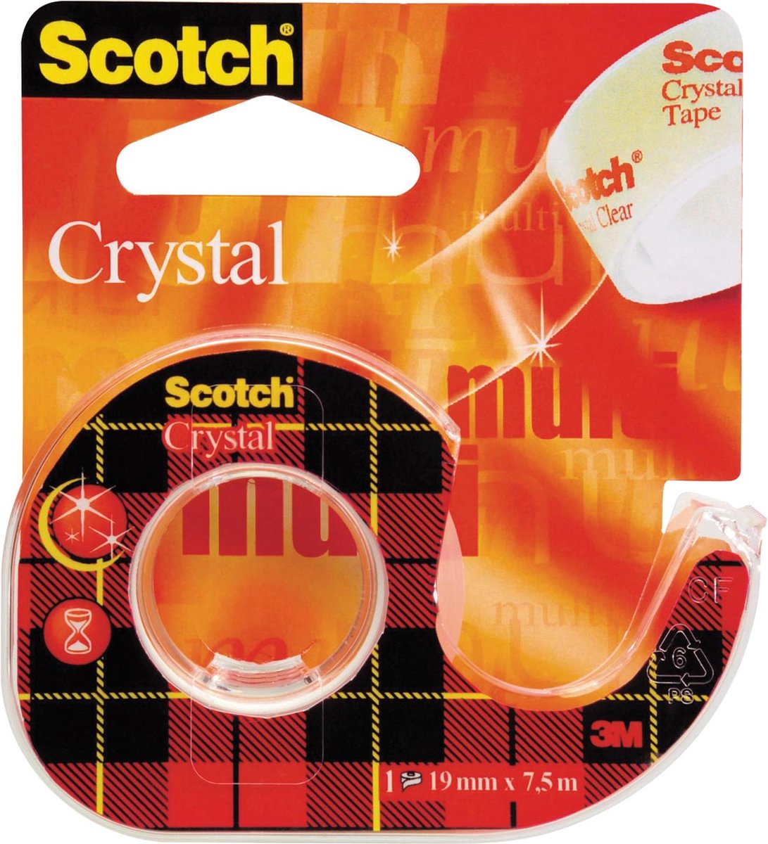 Scotch® crystal clear tape, navulbare dispenser, 19 mm x 7,5 m