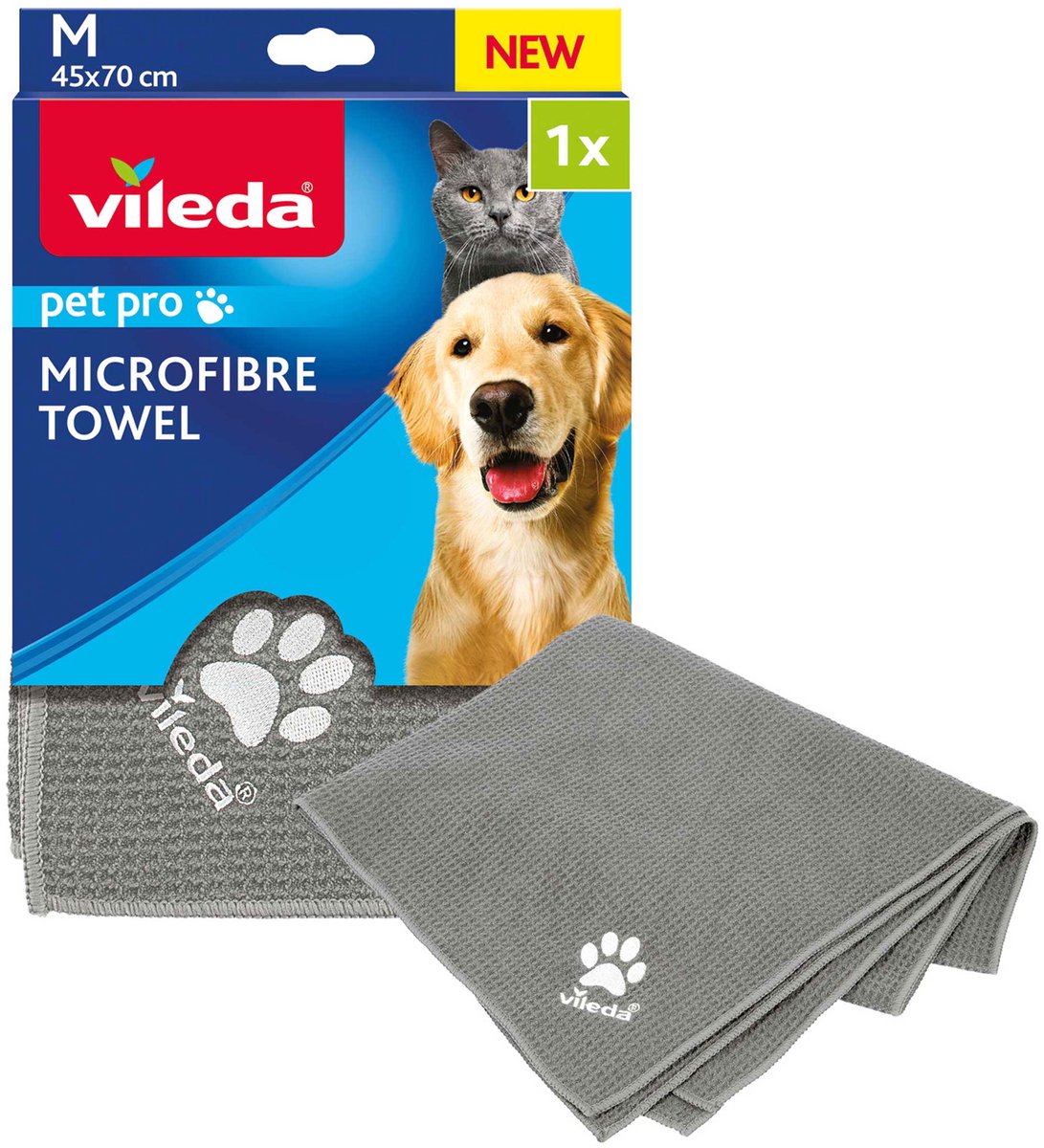 Vileda - handdoek voor honden en katten - maat m - pet pro microvezeldoek - absorberend en sneldrogend