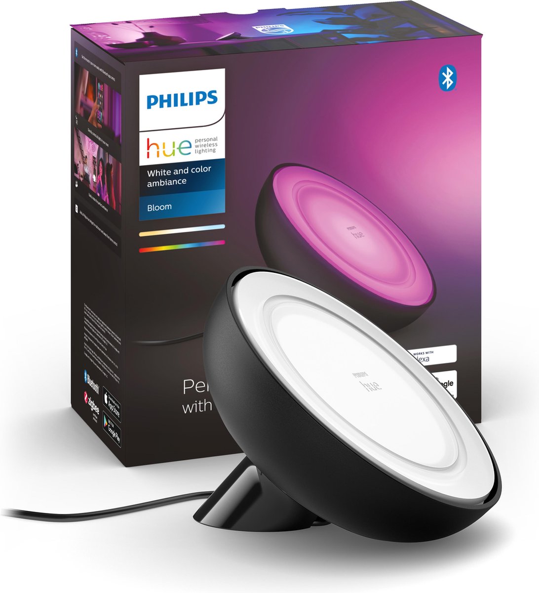 Lampada da tavolo Philips hue Bloom - luce bianca e colorata - nera