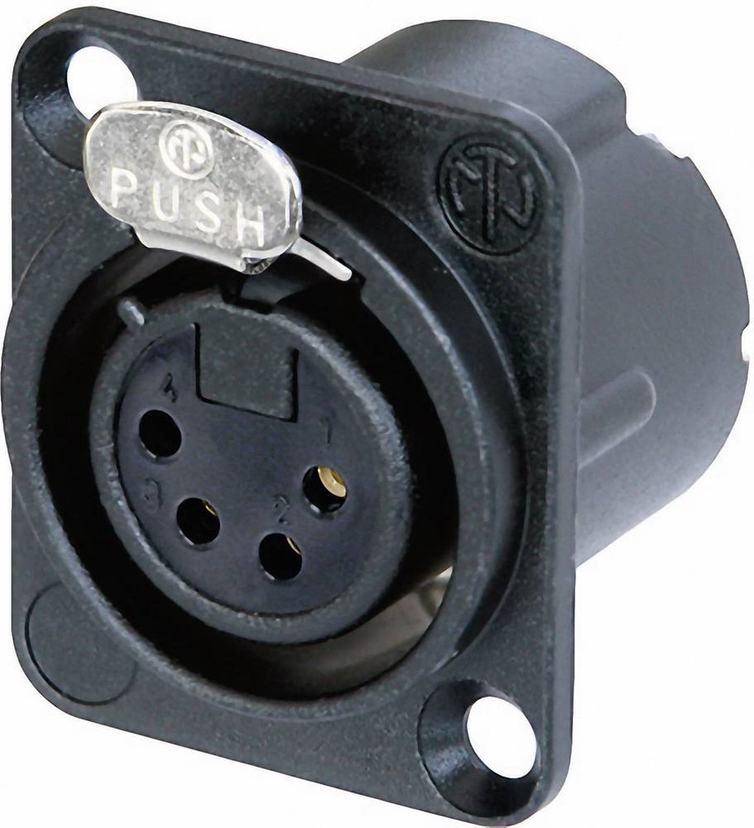 Neutrik nc4fd-lx-b conector xlr brida, contactos rectos número de pines: 4 negro 1 pieza(s)