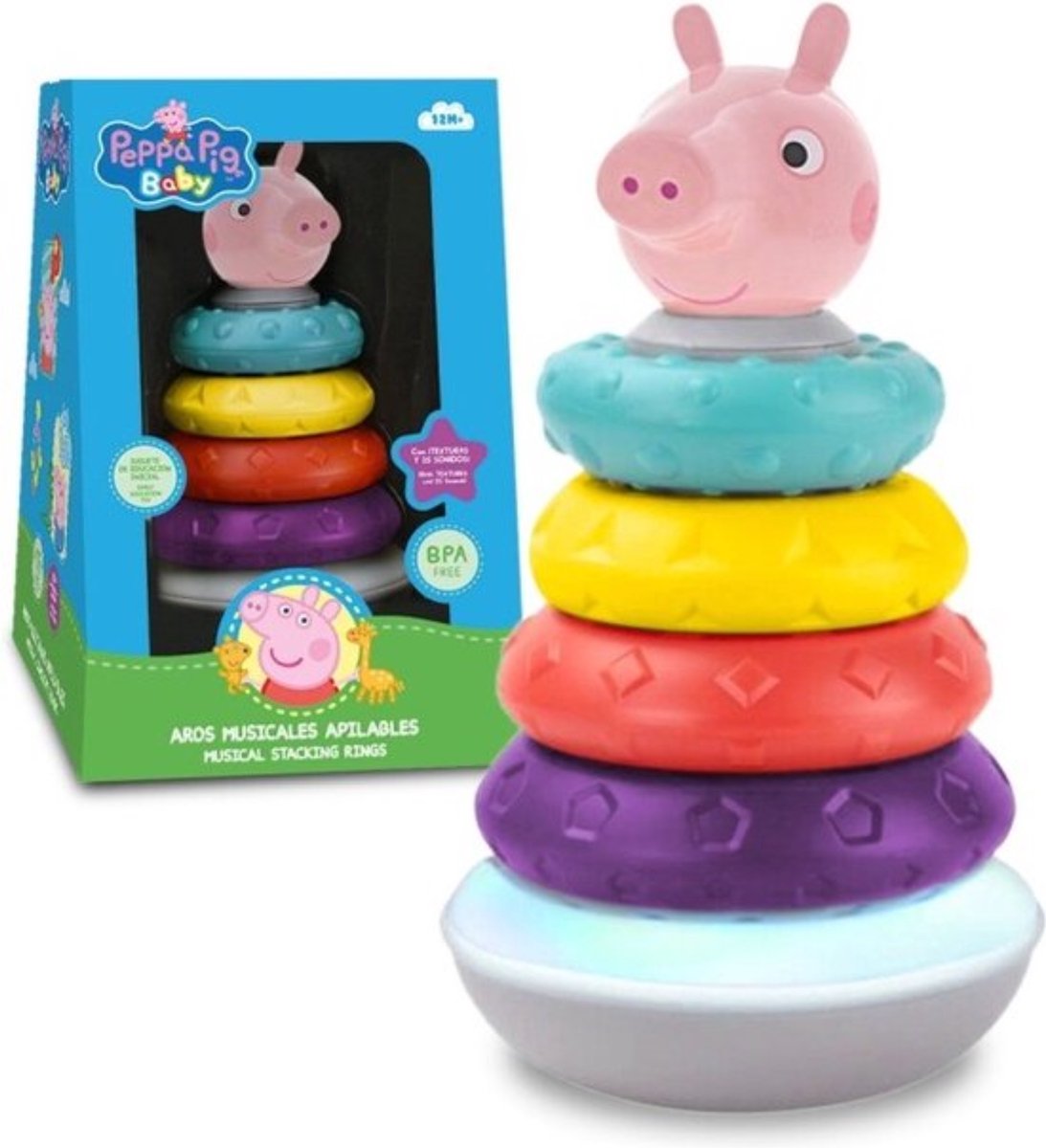 Anillos musicales apilables Peppa Pig - pirámide