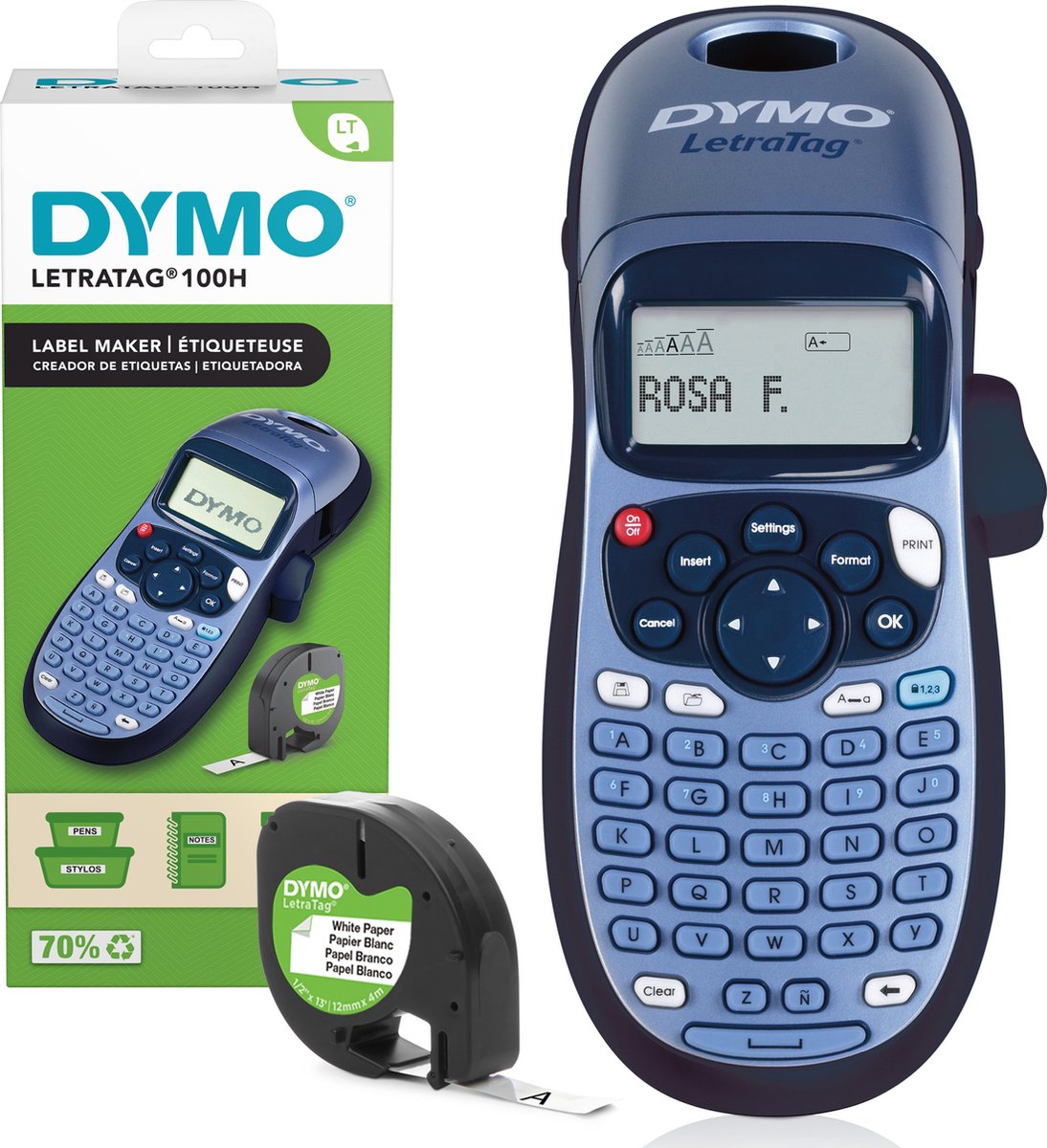 Stampante per etichette Dymo letratag lt-100h - etichettatrice con tastiera ABC per casa e ufficio - blu