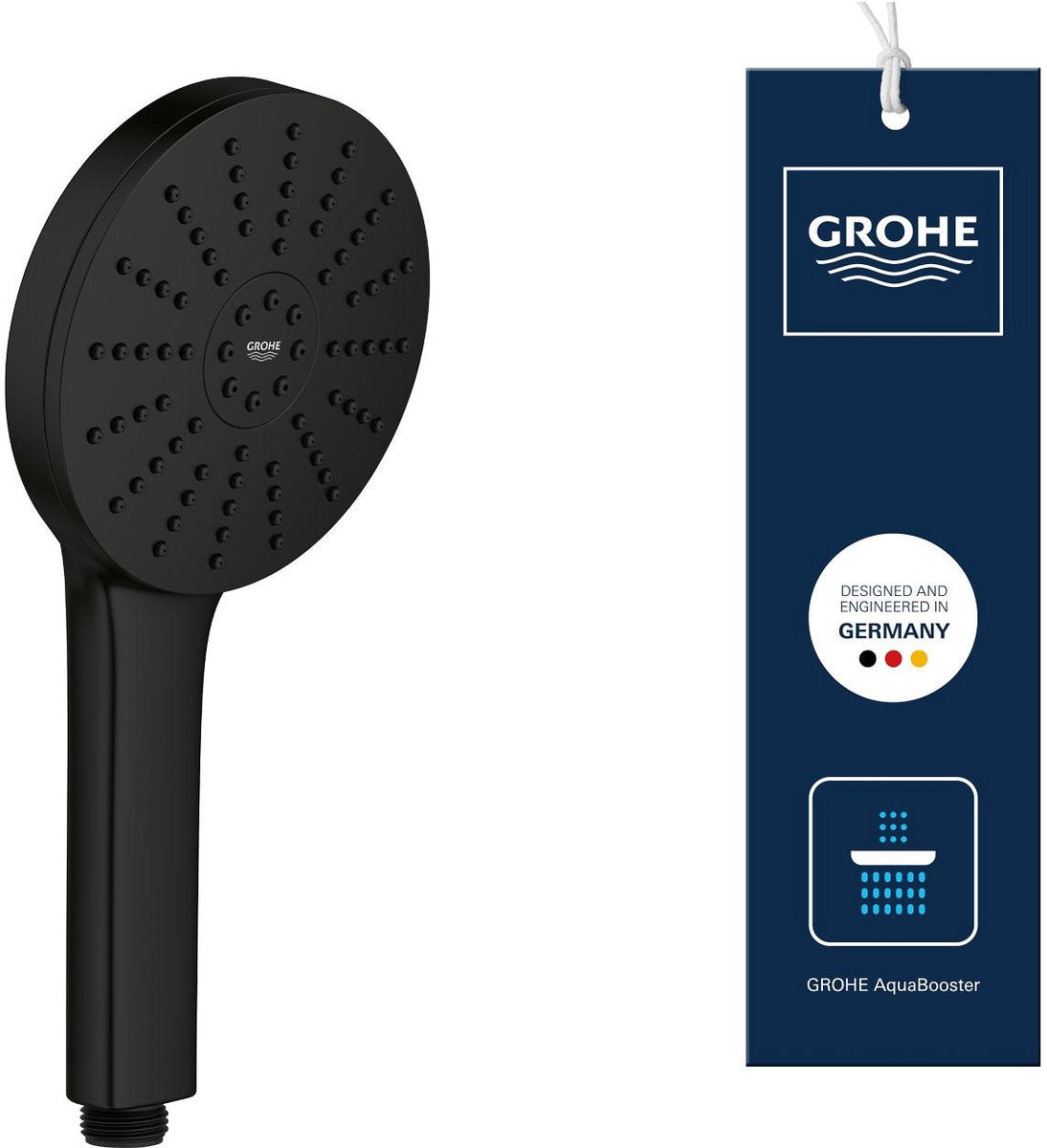 Doccetta Grohe vitalio joy+ 120 - 3 tipi di getto - aqua booster - risparmio idrico (7 l min) - nero opaco