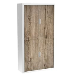 Armario con puerta enrollable paperflow madera marrón, blanco