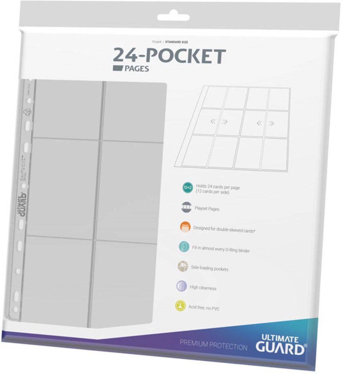 Pagine quadrow a 24 tasche Ultimate Guard con caricamento laterale (10) - trasparente