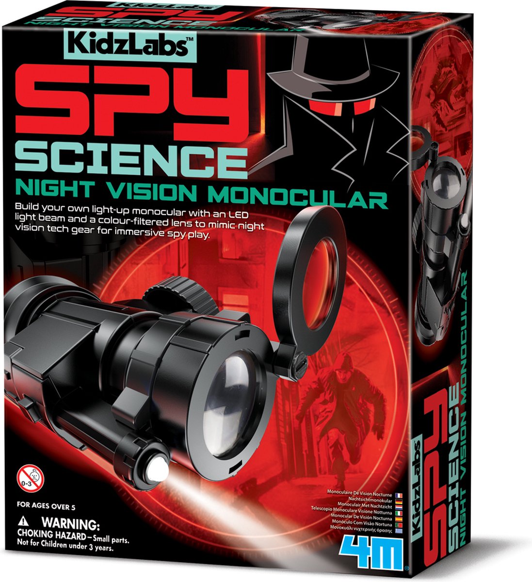 4m scienza e giochi - occhiali per visione notturna monoculare - kit di costruzione - kidzlabs - scienza della spia - 5+