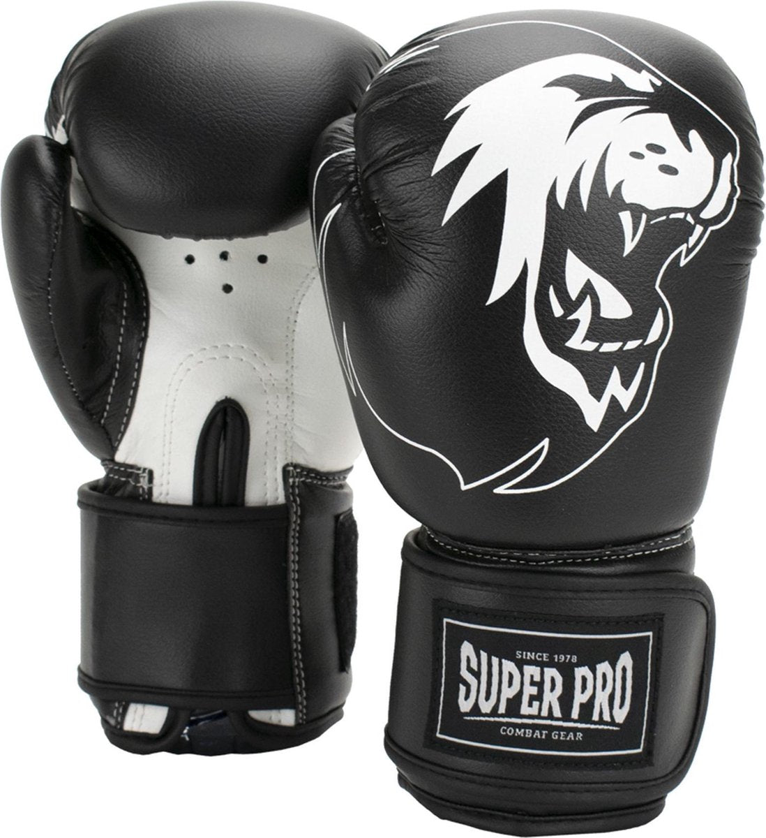 Guantoni da boxe Super Pro per talenti (kick)boxing bianchi e neri da 8 once