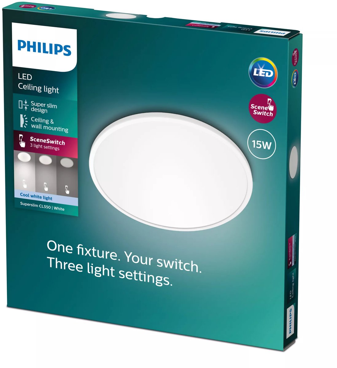 Philips Plafoniera LED Philips super sottile - luce bianca fredda - 15w