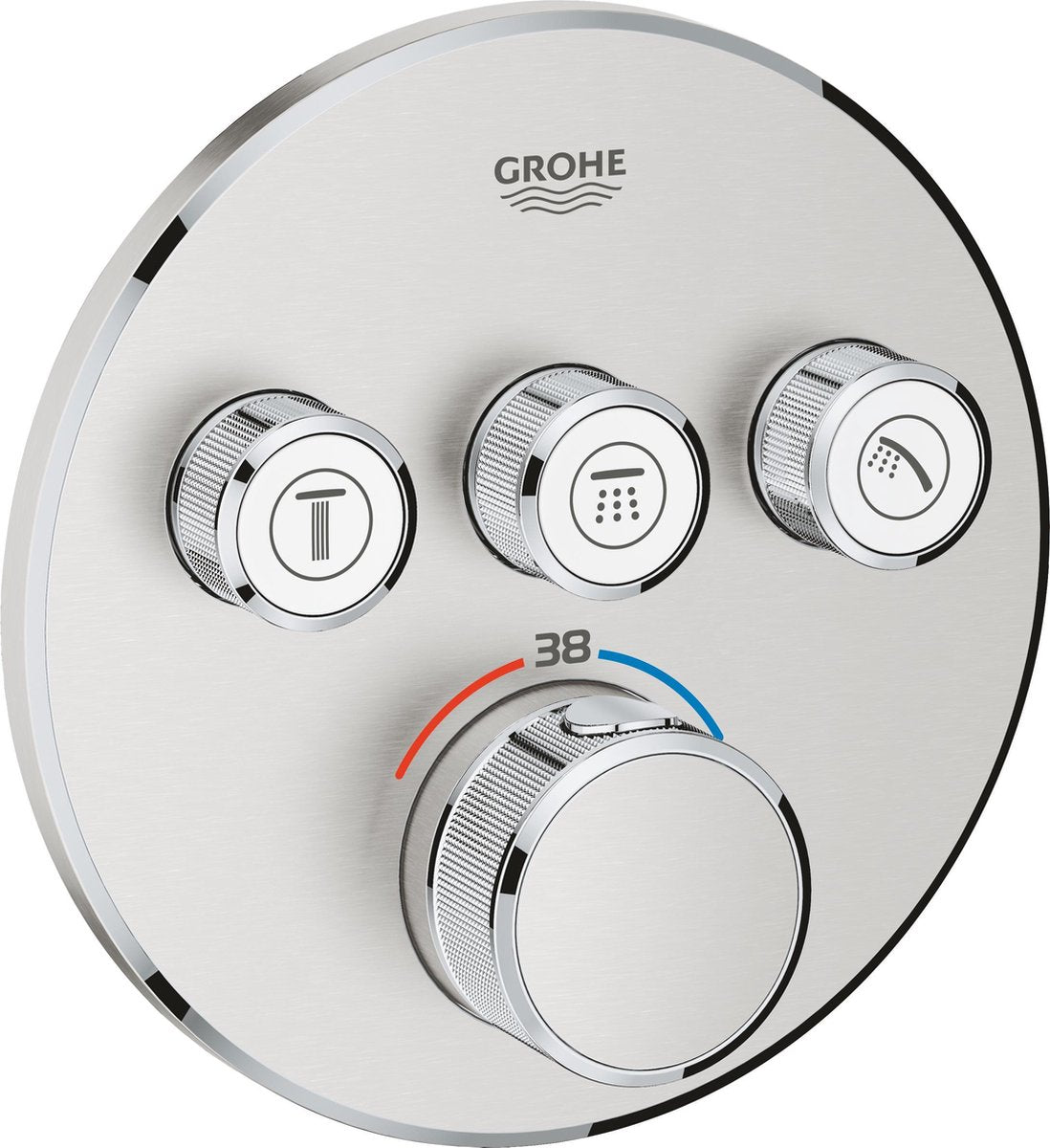 Rubinetto doccia termostatico Grohe grohtherm smartcontrol - miscelatore incasso - con deviatore - rotondo - acciaio inox (supersteel)