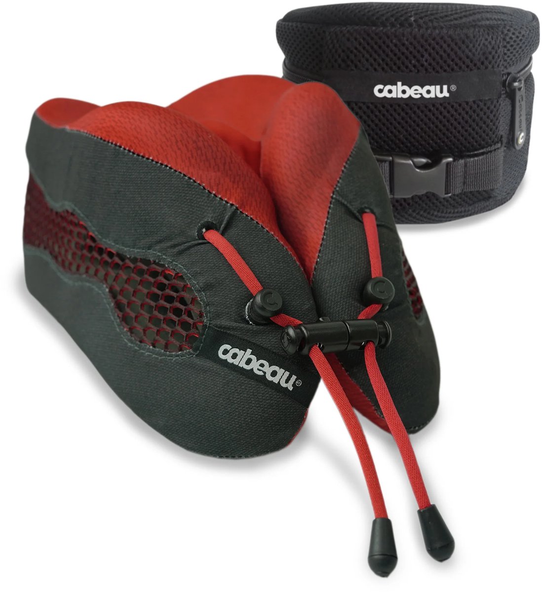 Cuscino per il collo Cabeau Cool Evolution con tappi per le orecchie - rosso