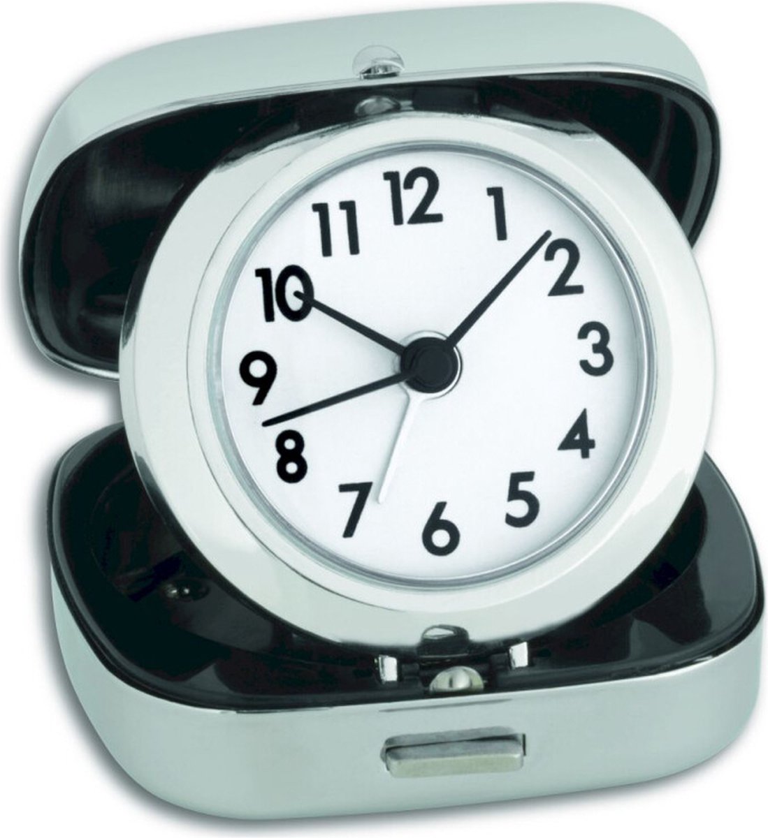 Tfa dostmann 60.1012 - wekker - quartz - metaal box - cijfers - alarm - pop-up - zilverkleurig