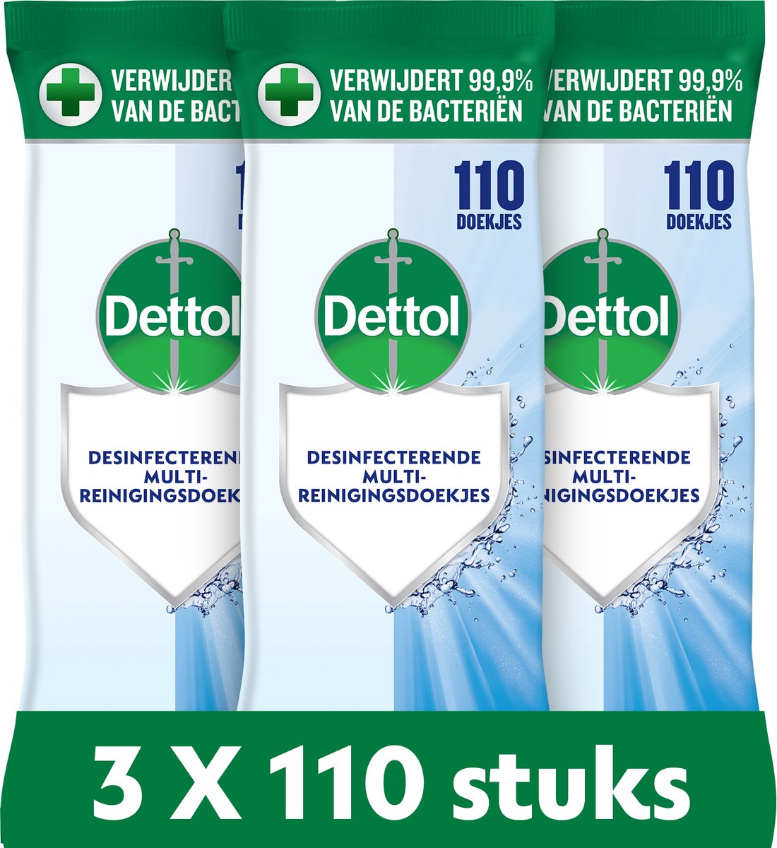 Detergente per salviette Dettol 110 pezzi - 3 pezzi - confezione risparmio