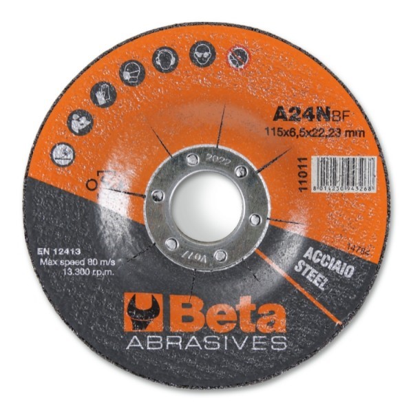 Strumenti di dischi beta brasa Ø115 mm per acciaio con centro continuo (10 pezzi)