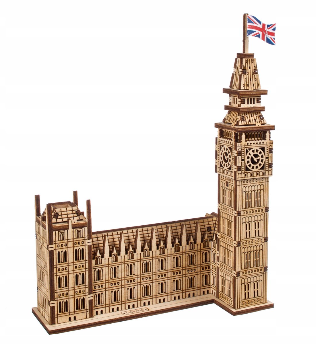 Kit de construcción modelo 3D de madera del Big Ben de Ugears - arquitectura icónica - 63 piezas