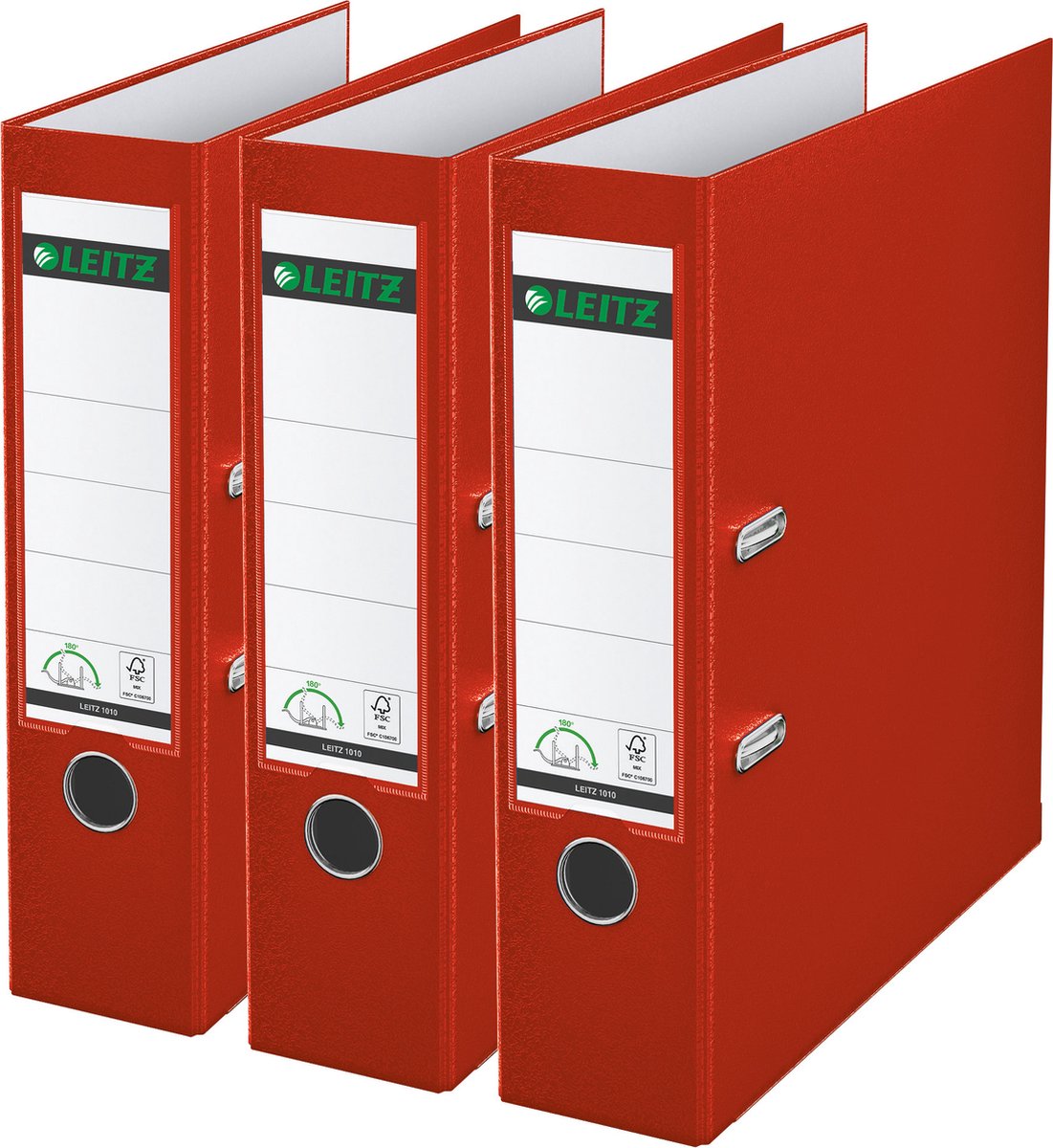 Raccoglitore Leitz 180° pp A4 - larghezza dorso 80 mm - confezione risparmio (3 pezzi) - rosso