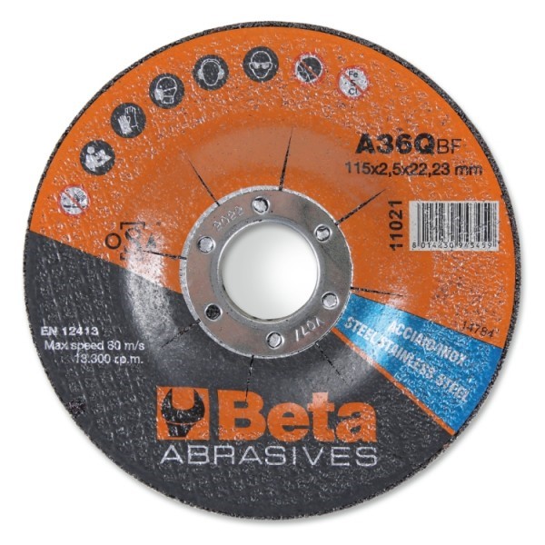 Strumenti di taglio beta Ø115 mm per acciaio inossidabile con centro continuo (10 pezzi)
