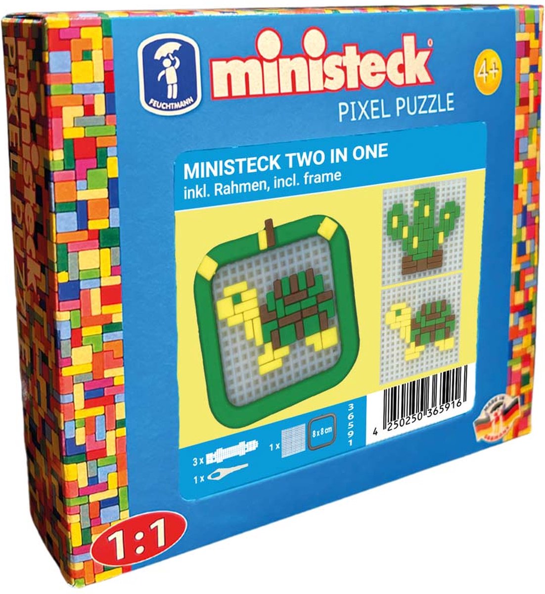 Ministeck mozaïek speelgoed mini frames schildpad cactus kleine doos.