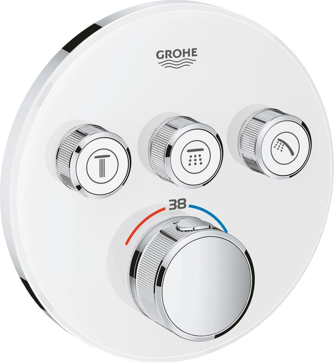 Rubinetto doccia termostatico Grohe Grohtherm smartcontrol - miscelatore da incasso - con deviatore - rotondo - bianco