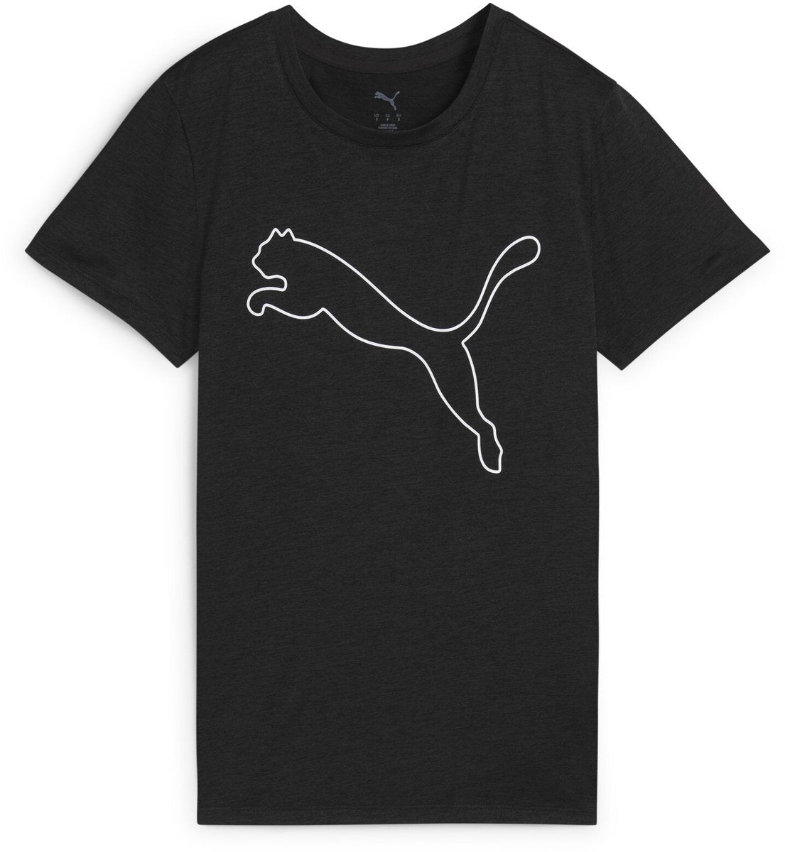 Puma w tad essential heather logo tee dames sportshirt - black heather