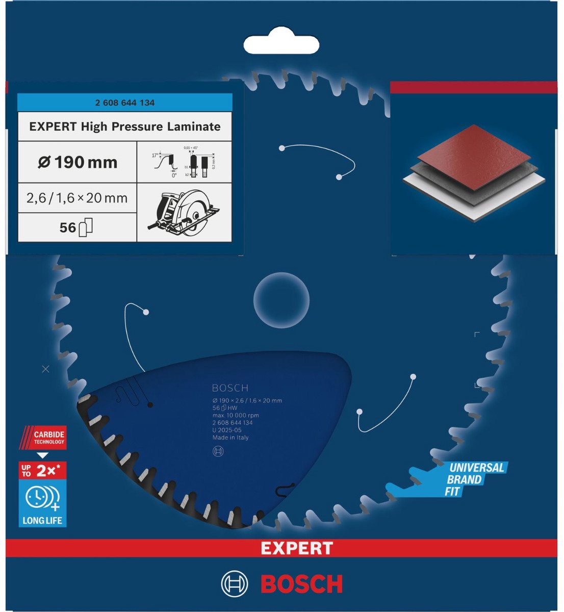 Bosch cirkelzaagblad expert for wood 184x16x2.6 1.6x40 t