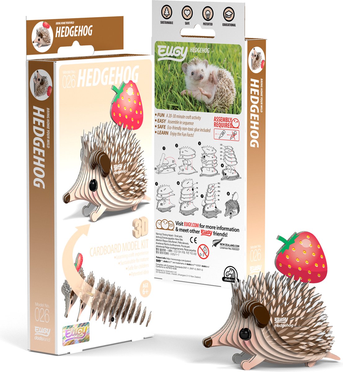 Eugy 3d puzzel - egel - bosdieren - duurzaam - verzamel ze allemaal - 6 jaar