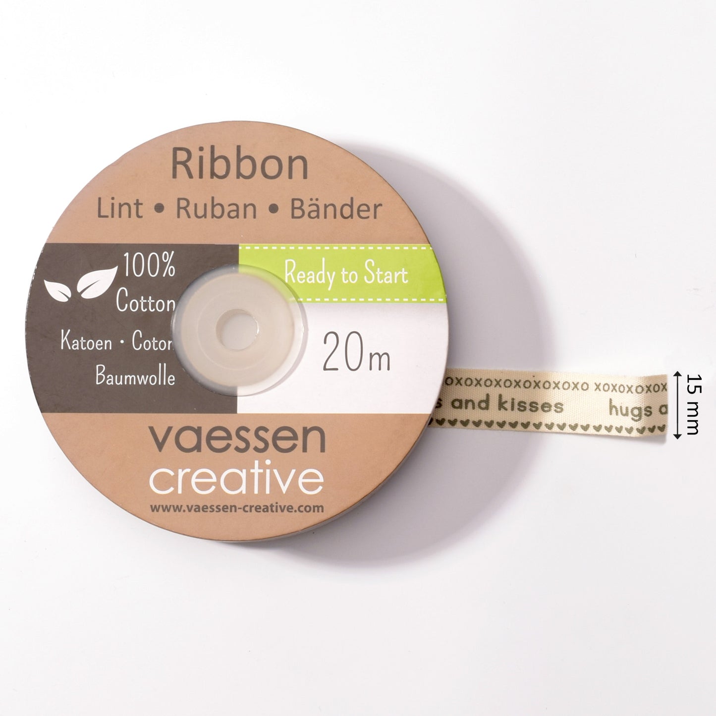 Vaessen creative • nastro 20mx15mm ita abbracci e baci