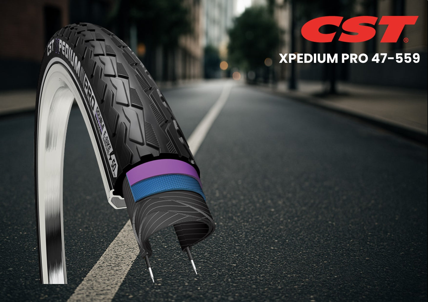 Neumático exterior Cst xpedium pro 26 x 1.75'' 47-559 - negro con reflejos