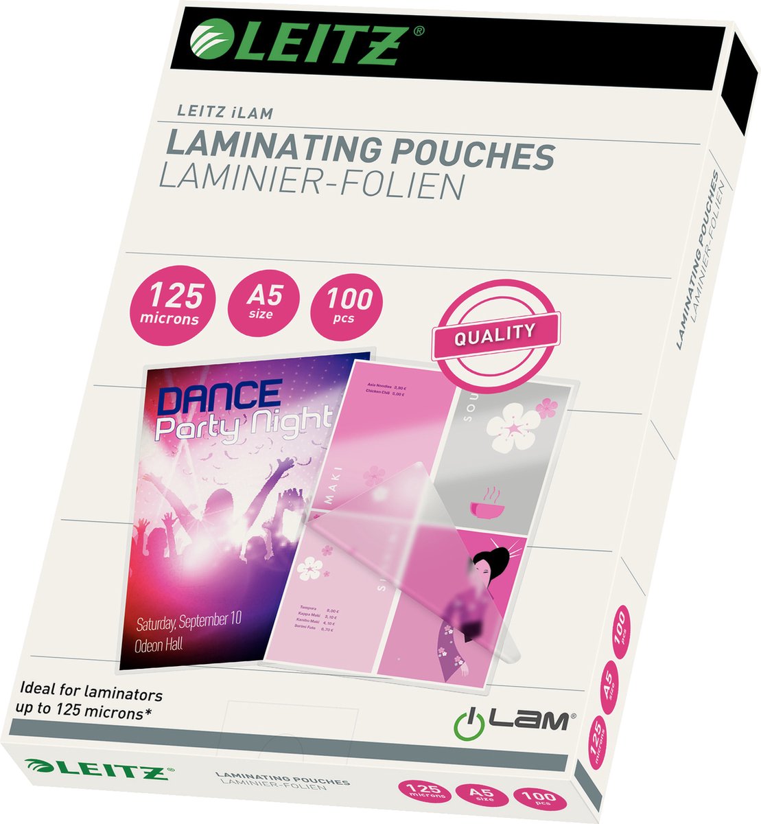 Leitz - buste di laminazione - a5 - 125 micron - 100 pezzi