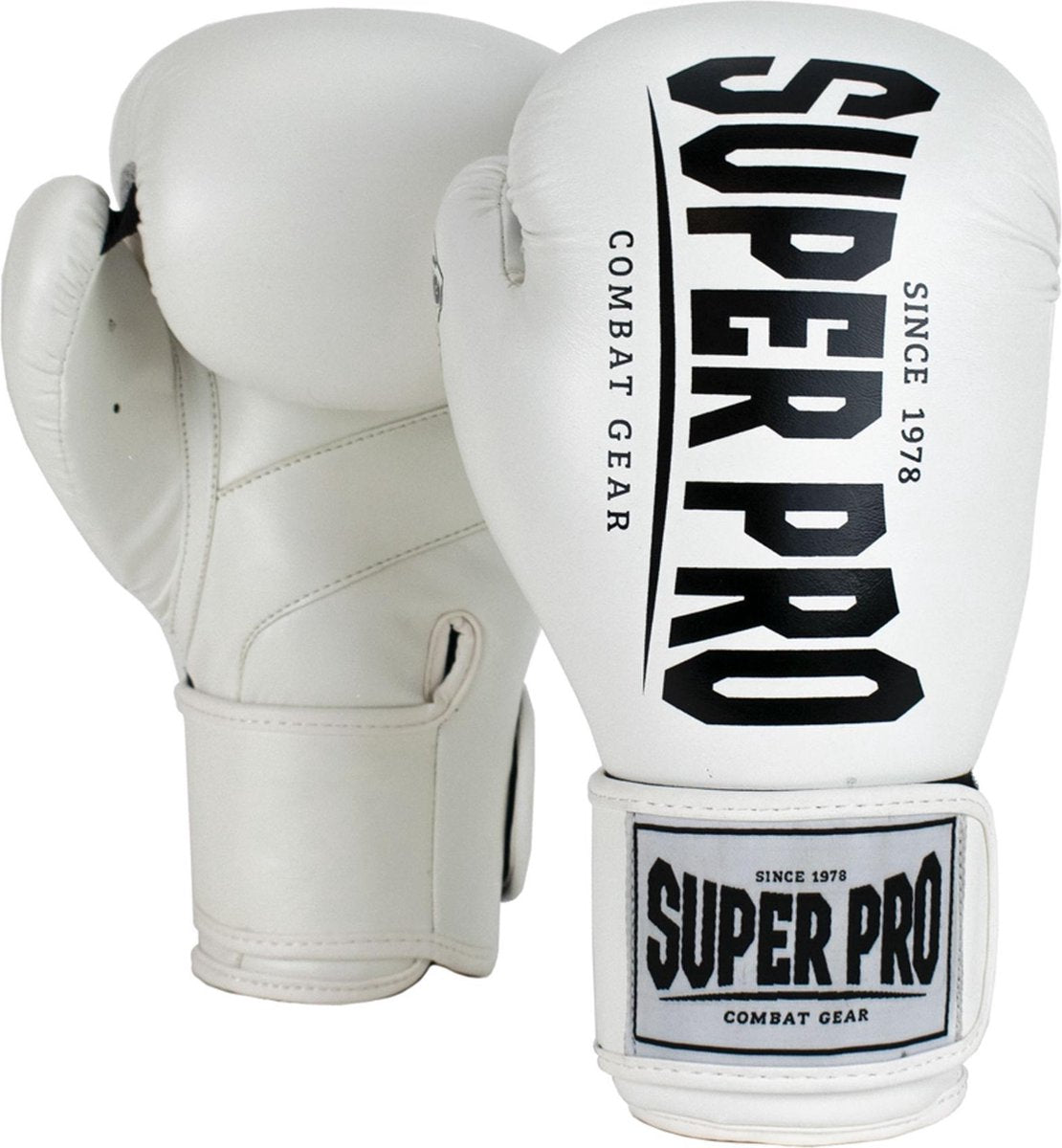 Guanti da boxe Super Pro Combat Gear Champ (kick) bianchi neri 8 once