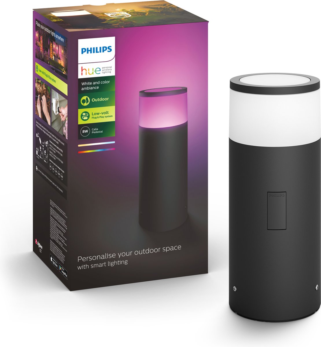 Lámpara de pie Philips Hue Calla - luz blanca y de color - negro - baja - bajo voltaje - extensión