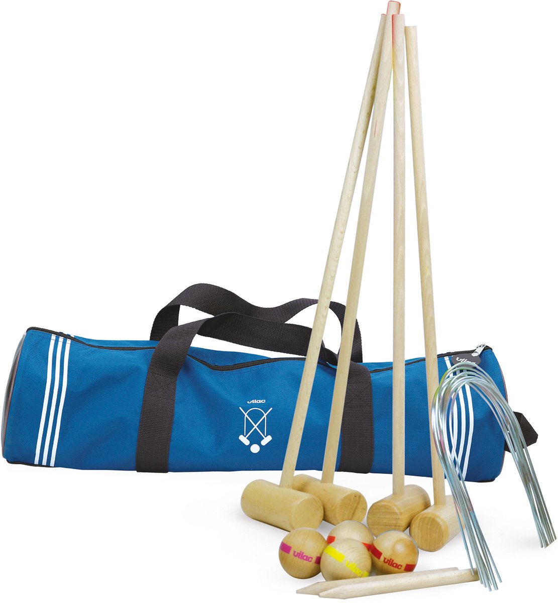 Vilac houten croquetspel junior 4 spelers draagtas educatief speelgoed.