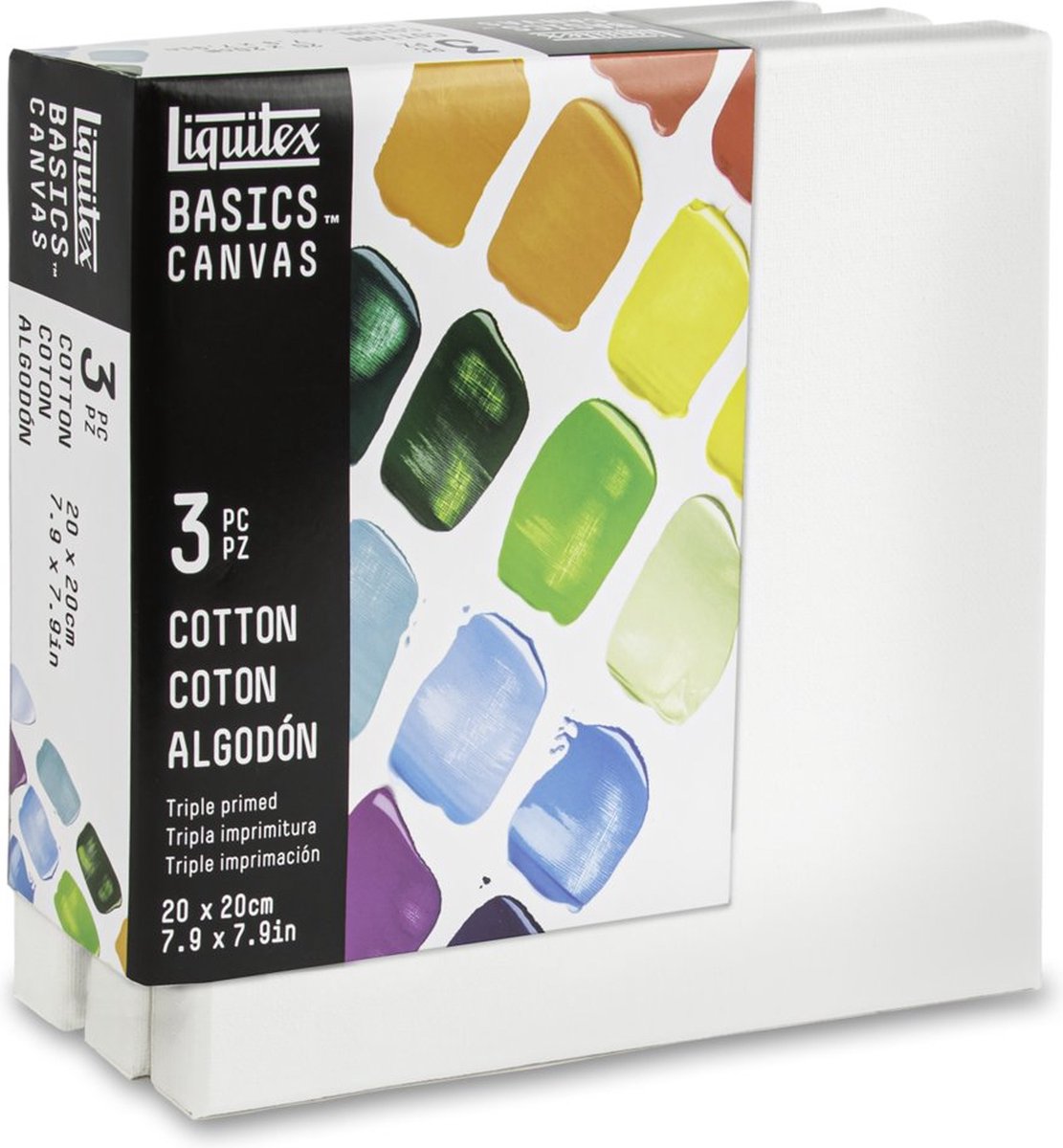 Liquitex 471020020 basics canvas set 3x 20×20 cm – 100 % katoenen canvas, ca. 280 g m², drievoudig geprimed, voor acryl olieverf