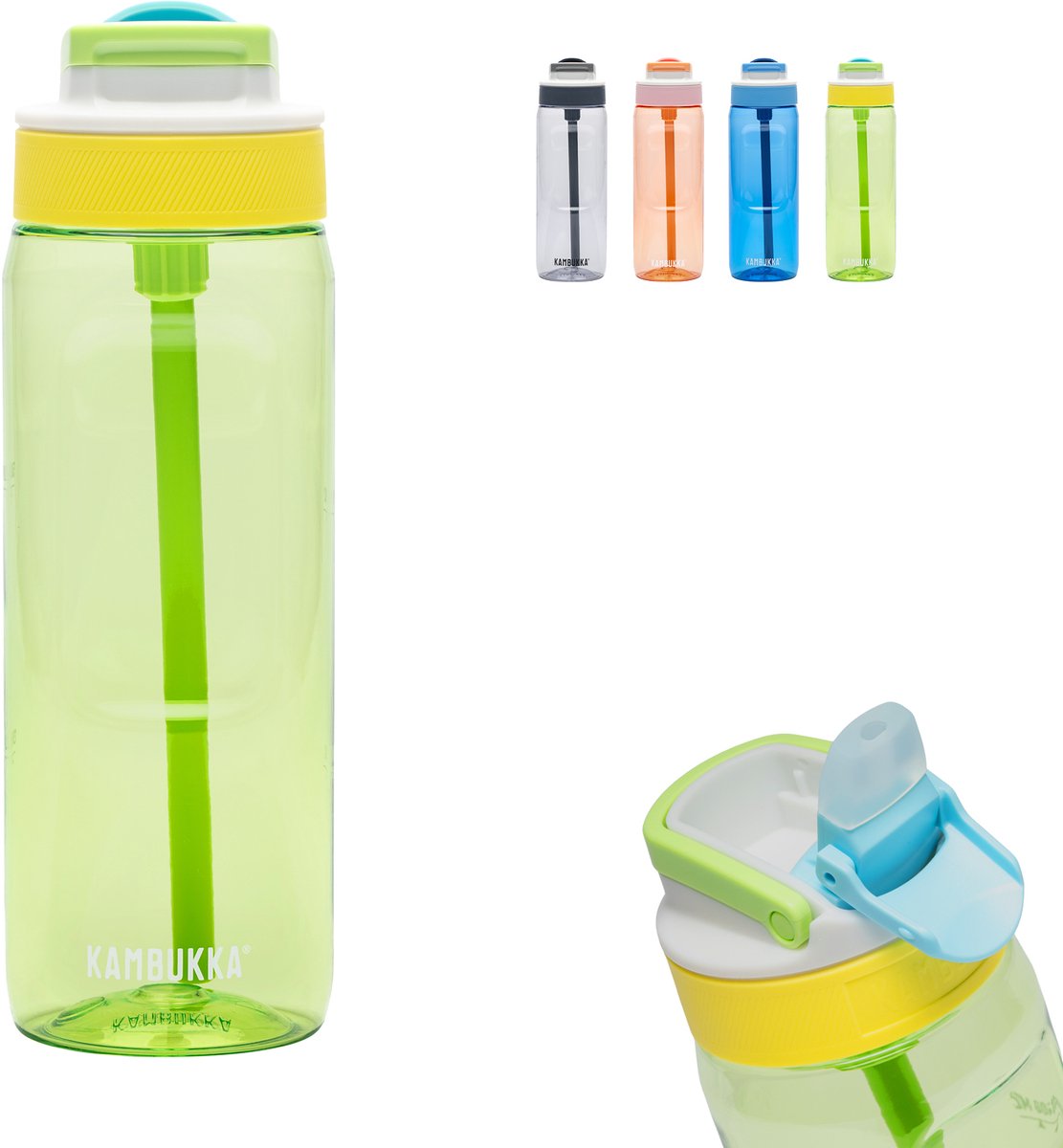 Kambukka lagoon drinkfles 750ml -playful garden met geïntegreerd rietje