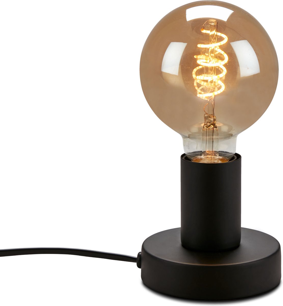 Briloner teepu - industriële tafellamp - retro bedlamp - metaal - e27 fitting - ø10 cm - zwart