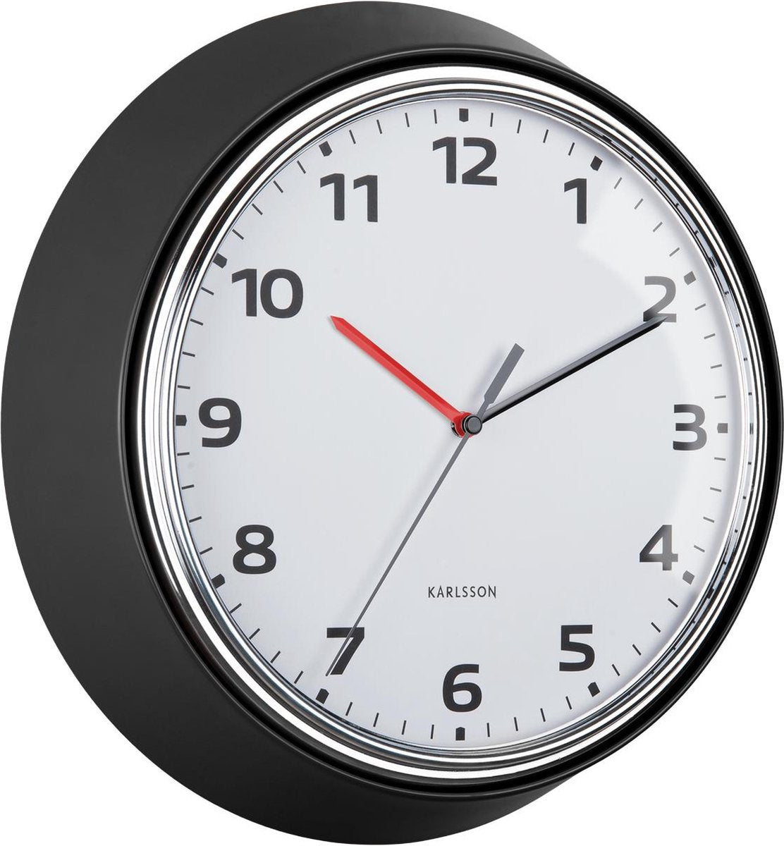 Reloj de pared Karlsson moderno retro - negro - ø34cm - reloj de pared retro