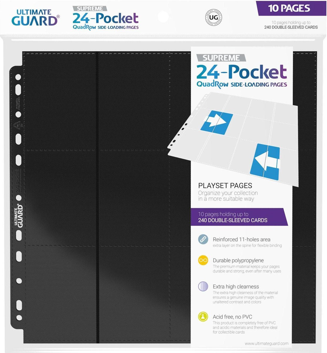 Ultimate Guard Quadrow a 24 tasche con pagine a caricamento laterale (10) - nero