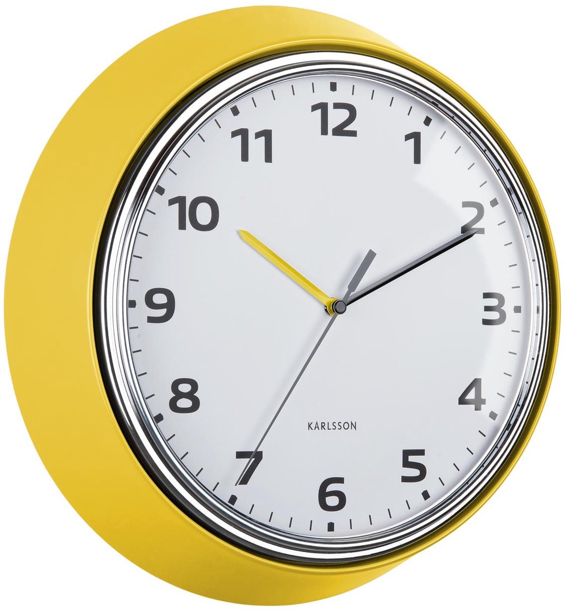 Reloj de pared Karlsson moderno retro - amarillo - ø34cm - reloj de pared retro