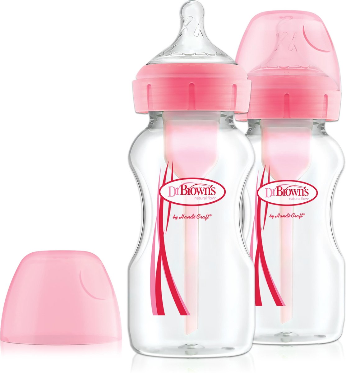 Opzioni Dr. Brown+ biberon anticoliche - biberon a collo largo - 270 ml - rosa - 2 pezzi