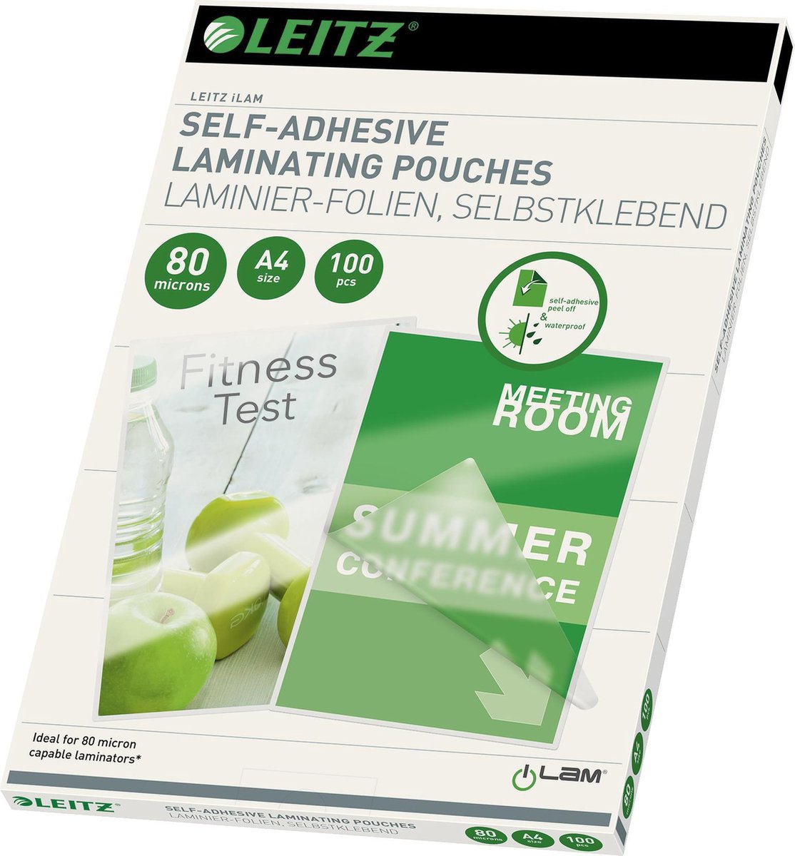 Leitz - lamineerhoezen - a4 - zelfklevend - 80 micron - 100 stuks