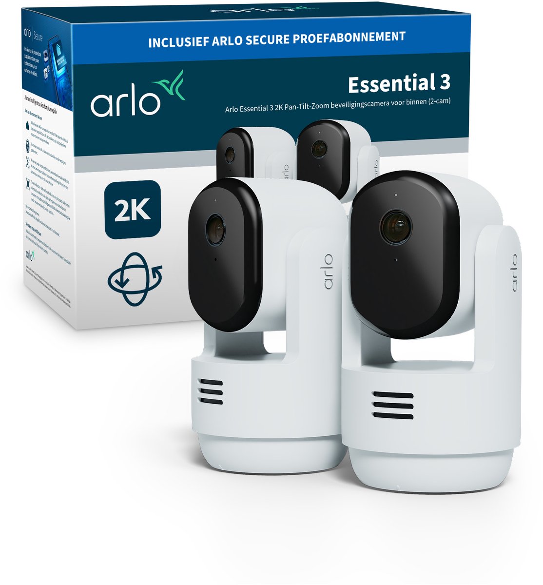 Telecamera di sicurezza Arlo essential3 2k PTZ per interni - 2 telecamere IP