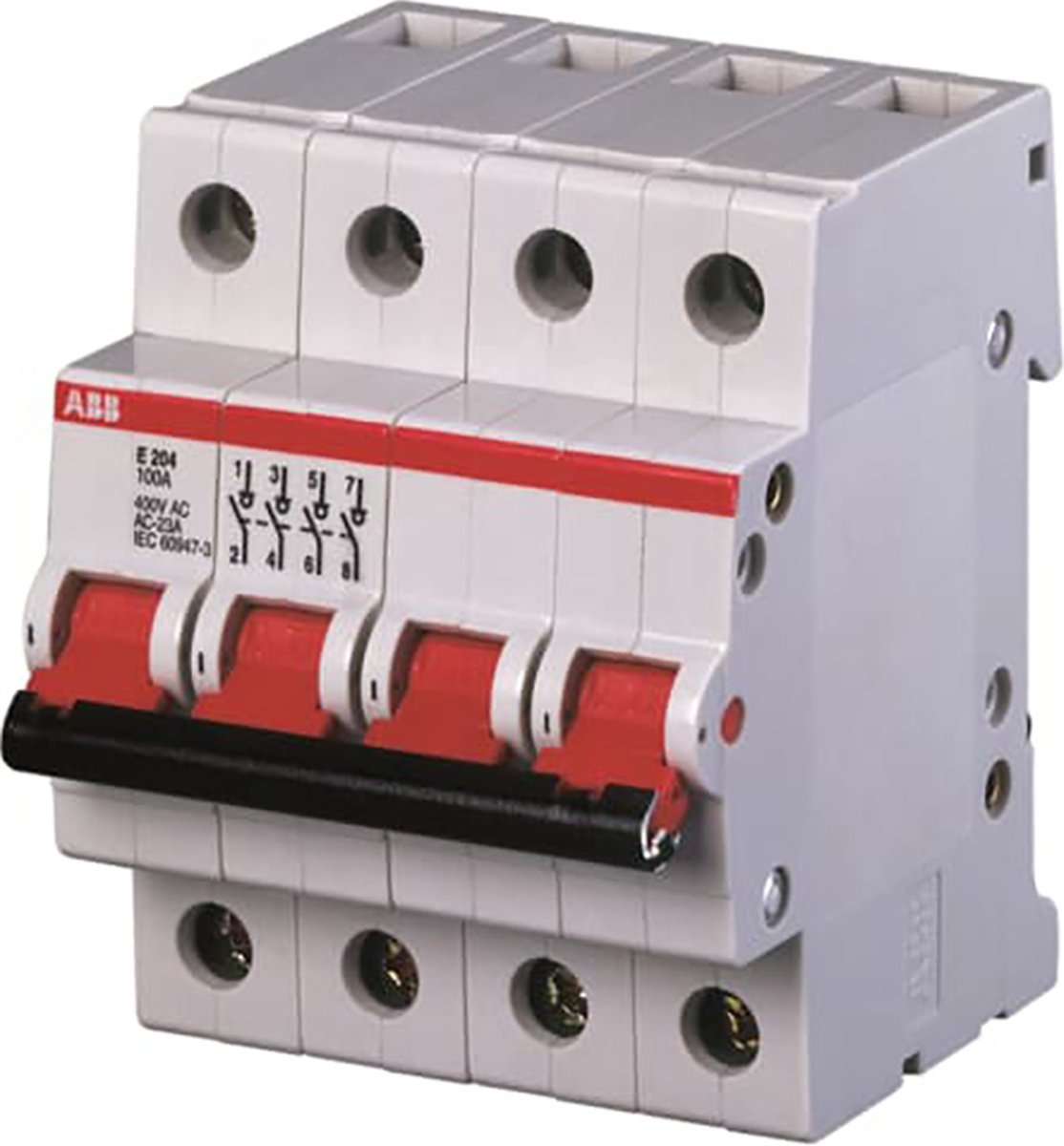 Busch-Jaeger interruptor integrado sistema modular pro m interruptor compacto on-off rojo 4 polos, 100a e204 100r 2cde284001r0100