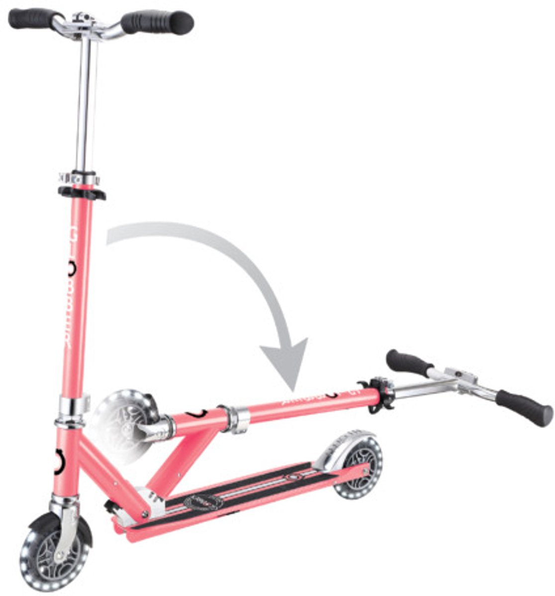 Monopattino Globber - flow element luci rosa - rosa - ruote luminose - pieghevole - regolabile in altezza - da 5 anni