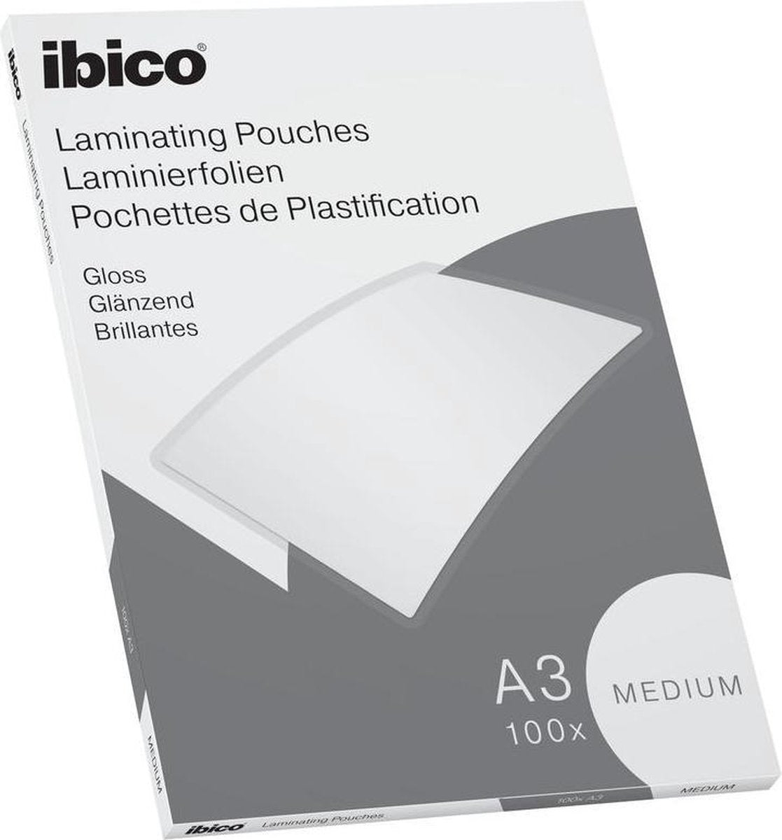 Ibico basics a3 lamineerhoezen, glanzend - 100micron - 100 stuks - glashelder