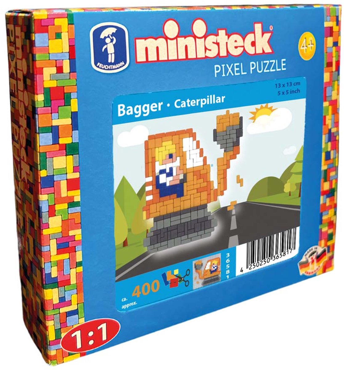 Ministeck mozaïek speelgoed rups - kleine doos - 400 creatieve stukjes.