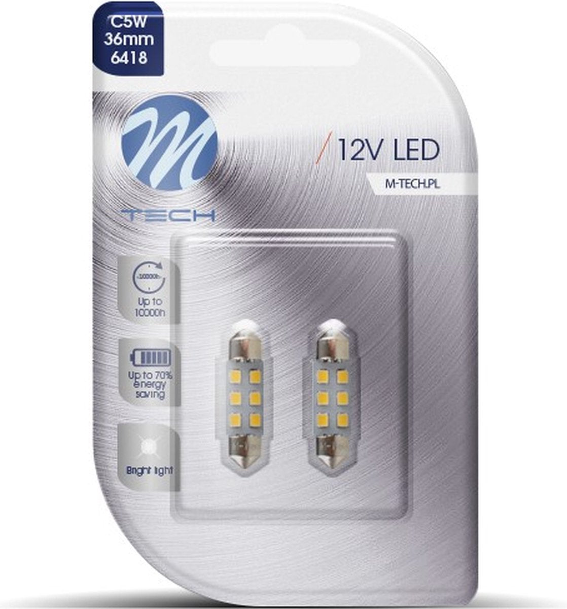 M-tech LED c5w 12v 36mm - base 6x diodo LED - blanco - juego
